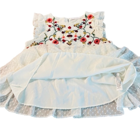 ZARA WOMENS CUTE WHITE FLUTTER SLEEVE EMBROIDERED TOP SIZE XS - Picture 13 of 15